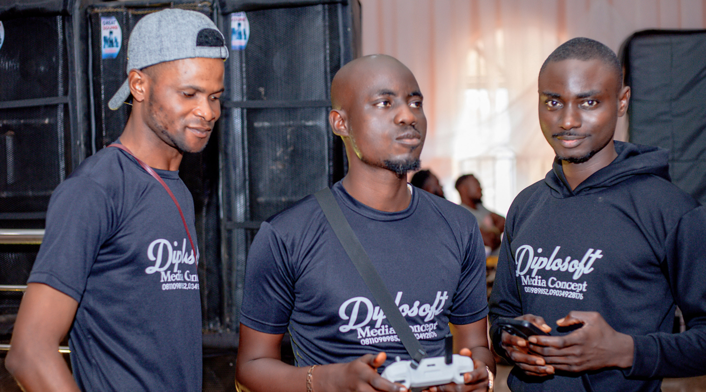 Crew filming an event